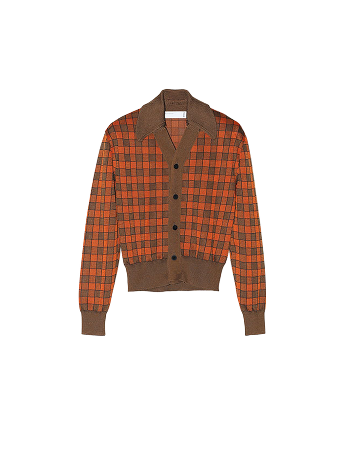 CHECK KNIT CARDIGAN