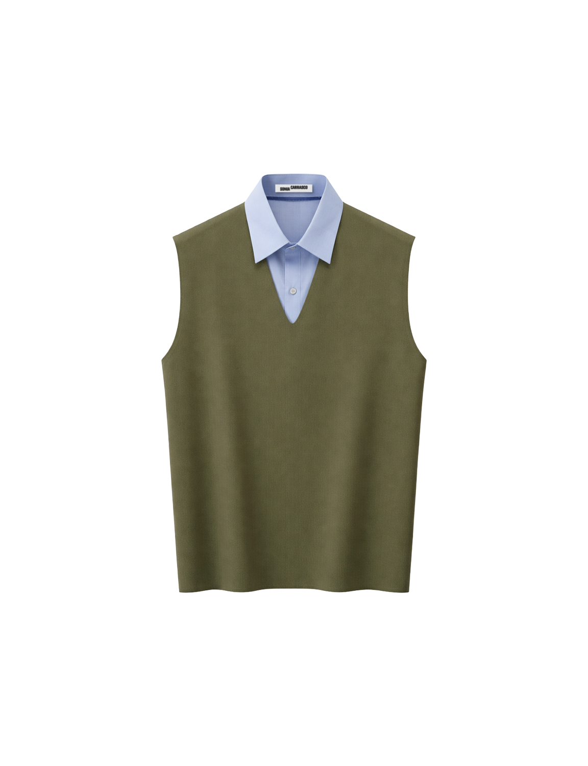 SONIA CARRASCO DOUBLE COLLAR TAILORED SLEEVELESS TOP
