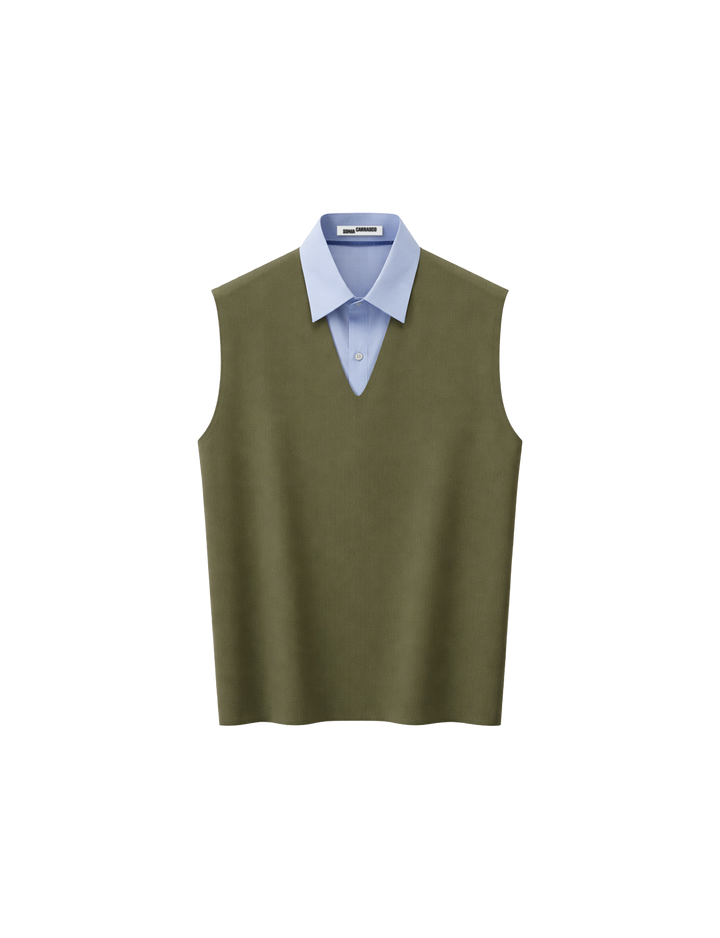 DOUBLE COLLAR TAILORED SLEEVELESS TOP