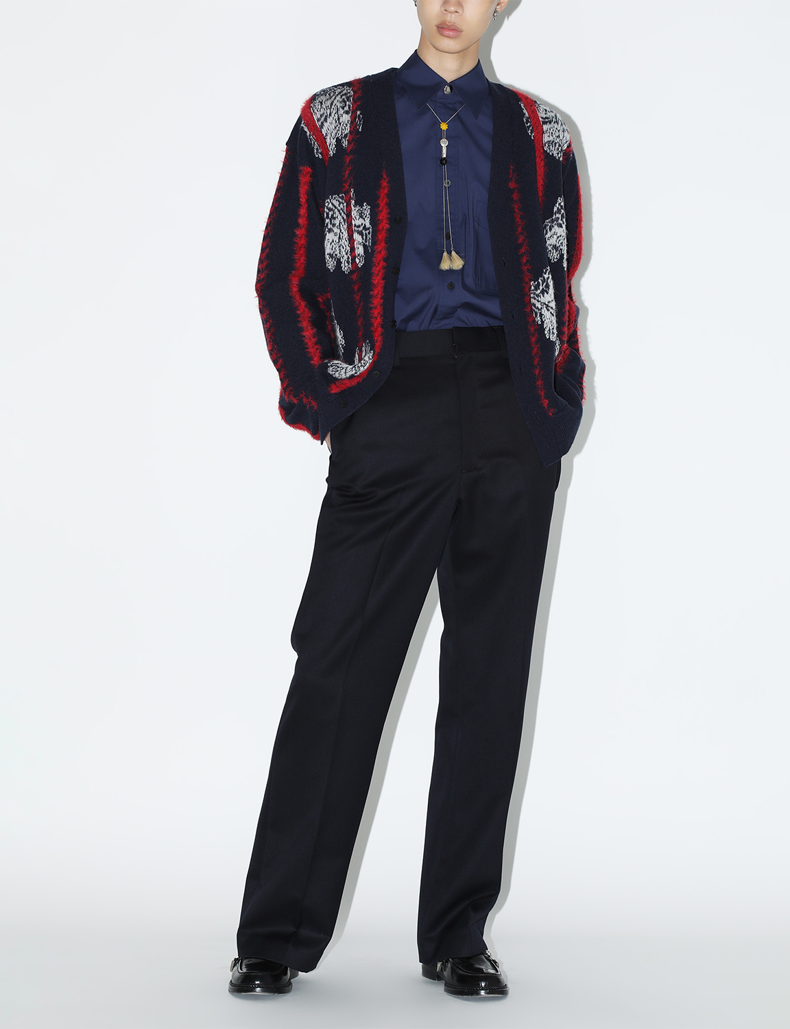 STRIPE JACQUARD KNIT CARDIGAN