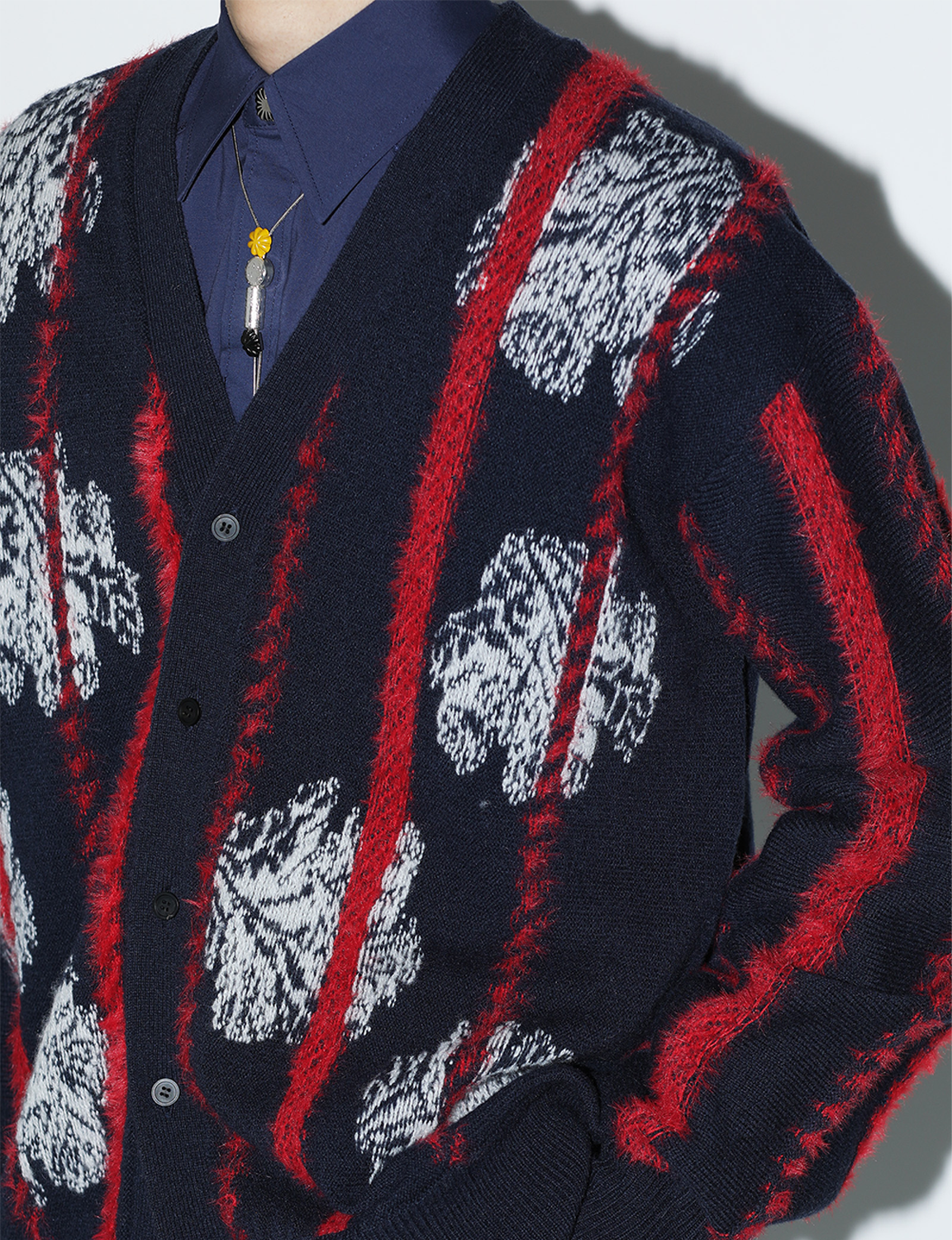 STRIPE JACQUARD KNIT CARDIGAN