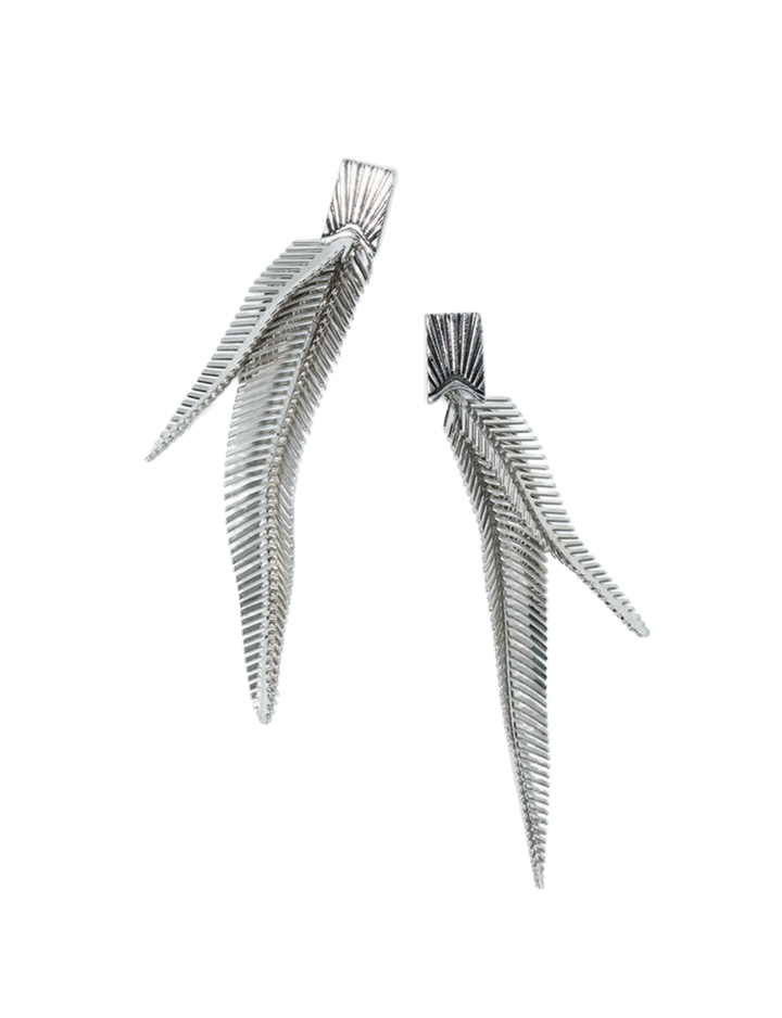 METAL FEATHER PIERCED EARRINGS