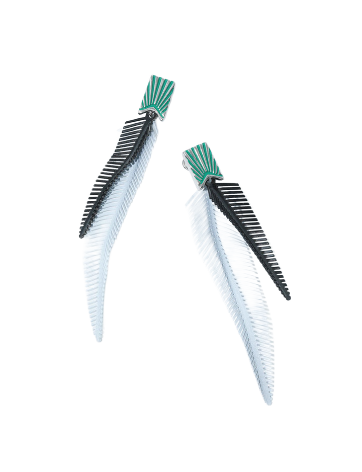 METAL FEATHER PIERCED EARRINGS