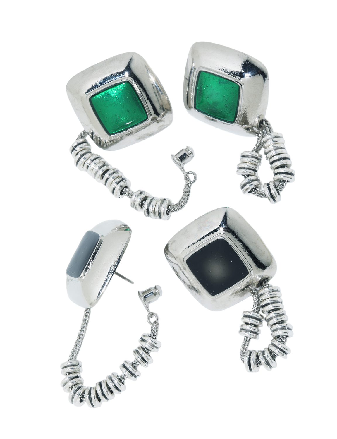 STONE BEADS PIERCED EARRINGS