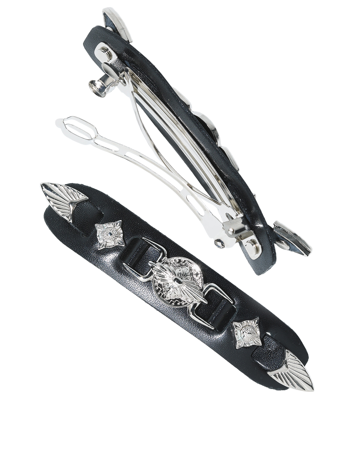 METAL LEATHER BARRETTE SMALL