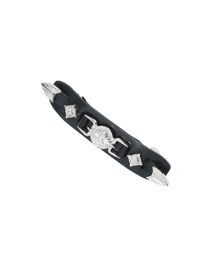 METAL LEATHER BARRETTE SMALL